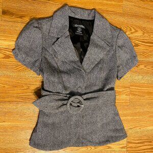 stooshy women's juniors petites wool short sleeve blazer jacket small